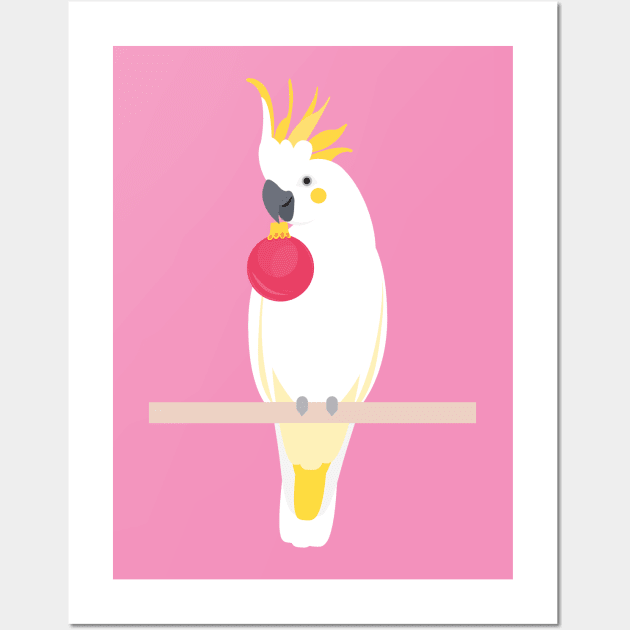 Cockatoo with Christmas bauble Wall Art by creativemonsoon